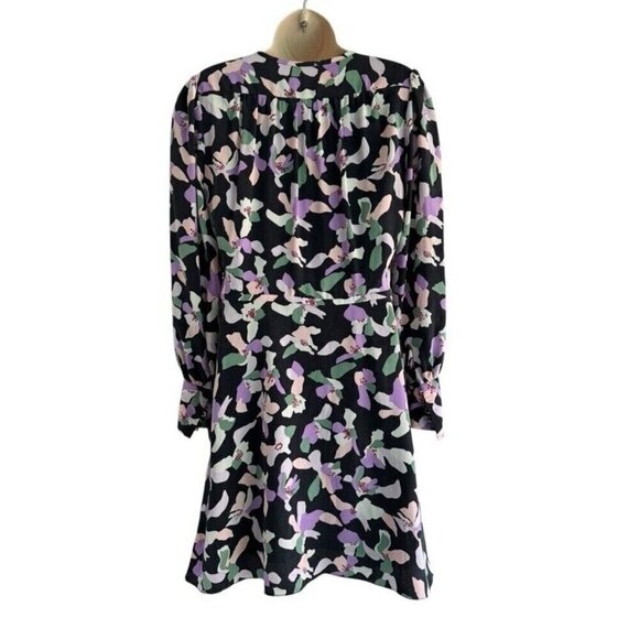 Equipment Femme Woman’s Sz 2 Danette Black Lavender Floral Silk Dress - Picture 5 of 13